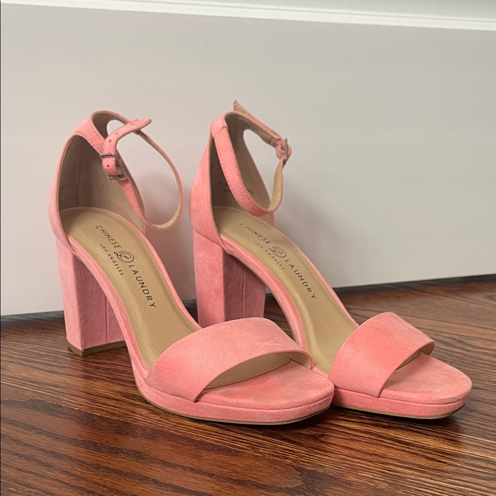 Chinese Laundry pink Suede Heeled Sandals